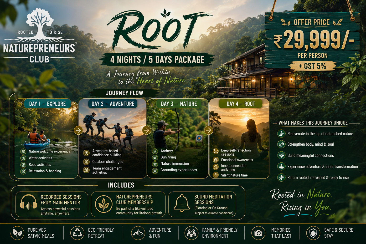 Root Package — 4 Nights / 5 Days transformation retreat at Evergreen County