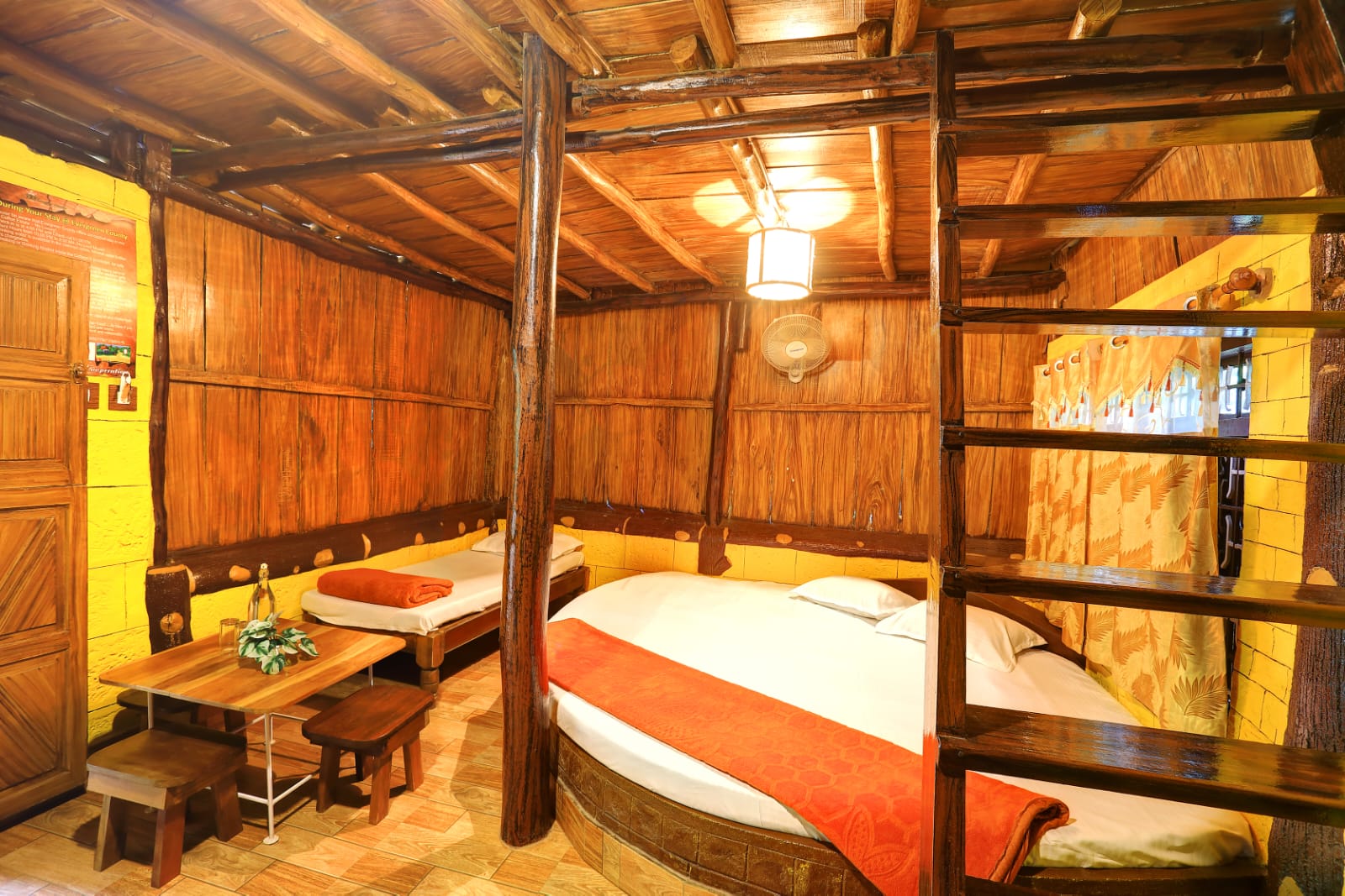 Family cottage bedroom with wooden interiors