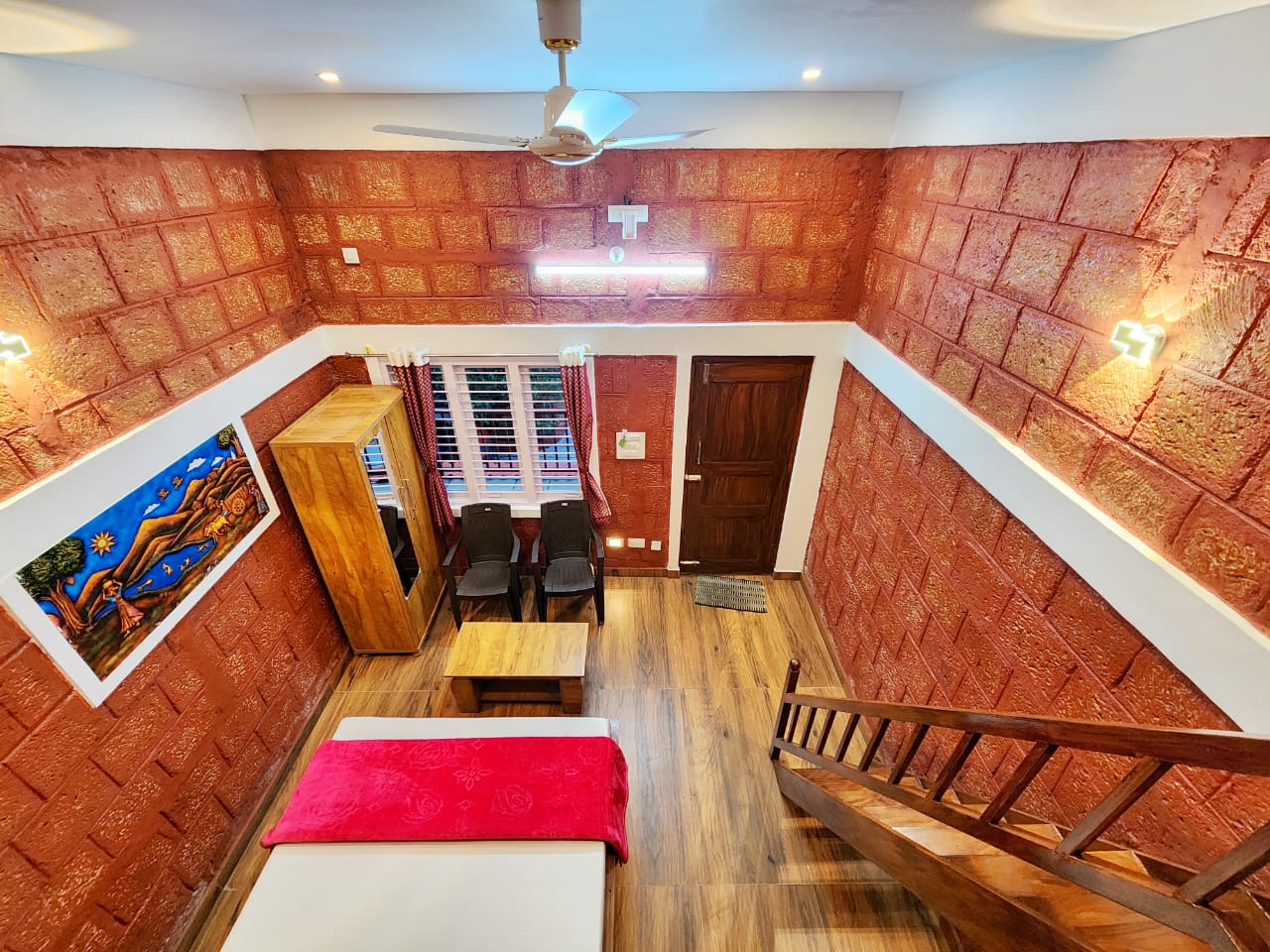 Stoneage room interior with laterite walls