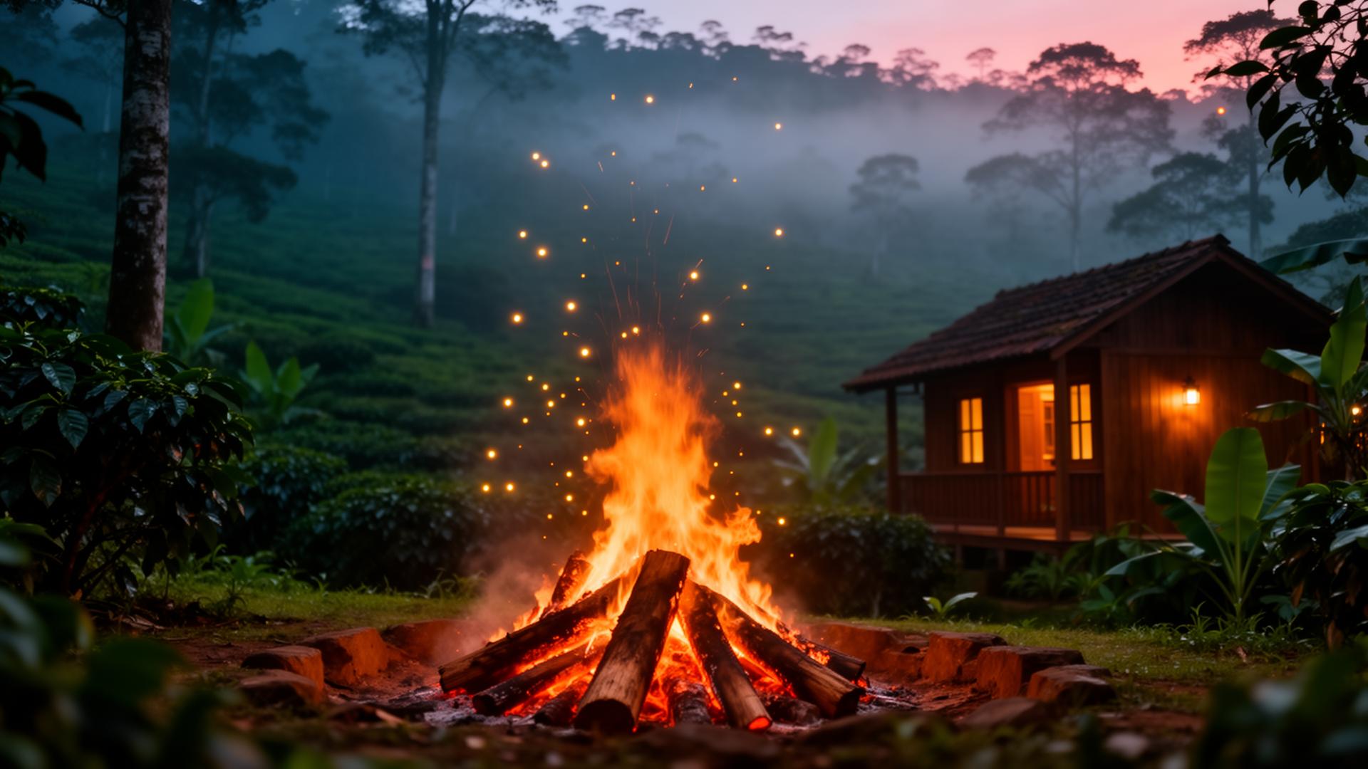 Evergreen County campfire retreat