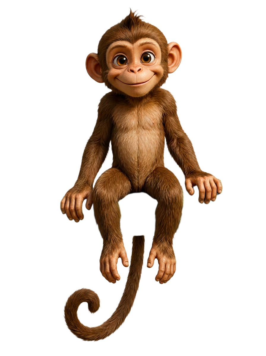 Monkey sitting on a forest branch