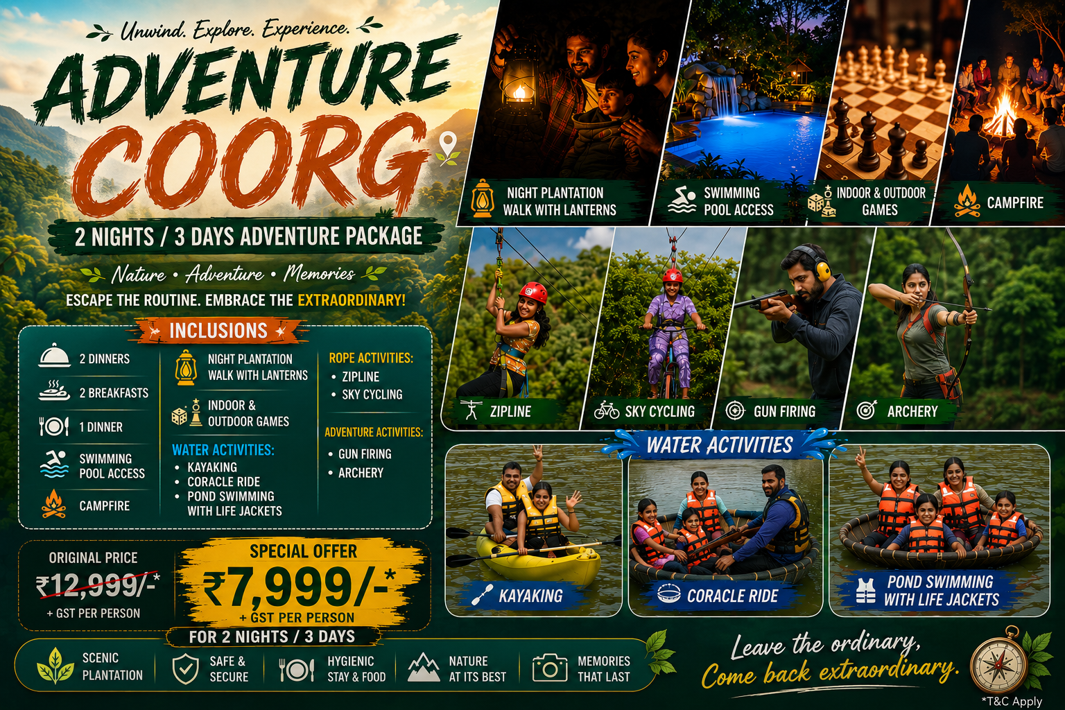Adventure Coorg — 2 Nights / 3 Days package at Evergreen County